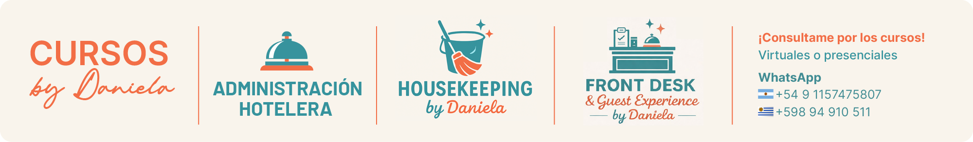 Cursos: de Administraci&oacute;n Hotelera + Housekeeping + Fronte Desk Recepcion